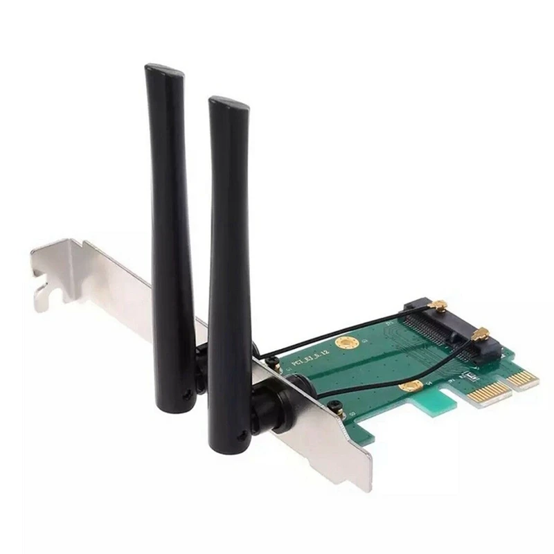 2X Беспроводная карта Wifi Mini PCI-E Express к адаптеру PCI-E с 4 внешними антеннами для ПК 2