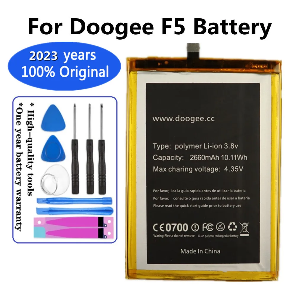 2023 года 100% Оригинальный аккумулятор для мобильного телефона Doogee F5 емкостью 2660 мАч, сменный аккумулятор в наличии + номер для отслеживания 0