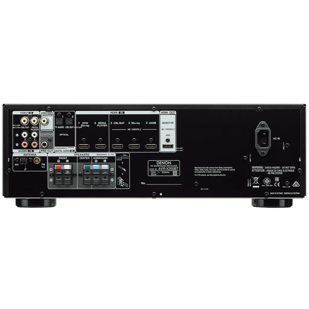 AVR-X250BT 5.1-канальный AV-ресивер объемного звучания 4K Dolby DTS HDMI ARC Усилитель стереозвука для домашнего кинотеатра 4