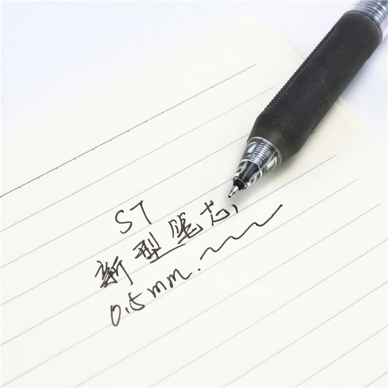 Гелевая ручка с нажимным кончиком ST new technology, 0,5 мм, черные быстросохнущие чернила, Мягкое противоскользящее гладкое письмо 3