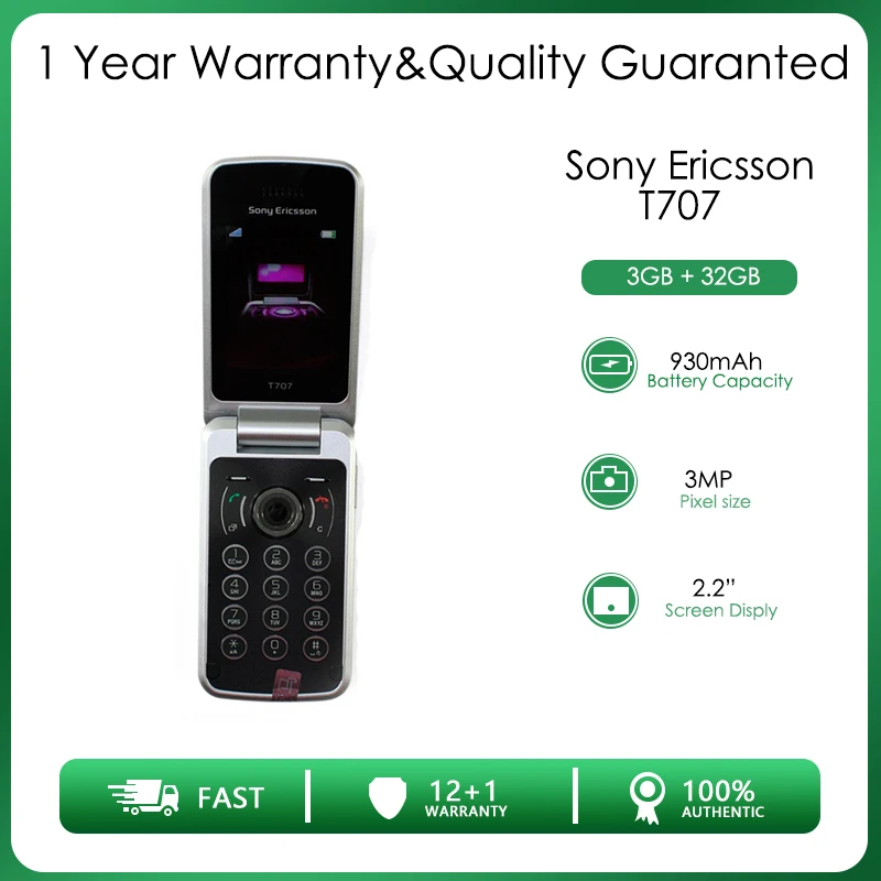 Sony Ericsson T707 разблокирован 100 МБ Оперативной памяти, 3-мегапиксельная камера, дешевый мобильный телефон с бесплатной доставкой 0