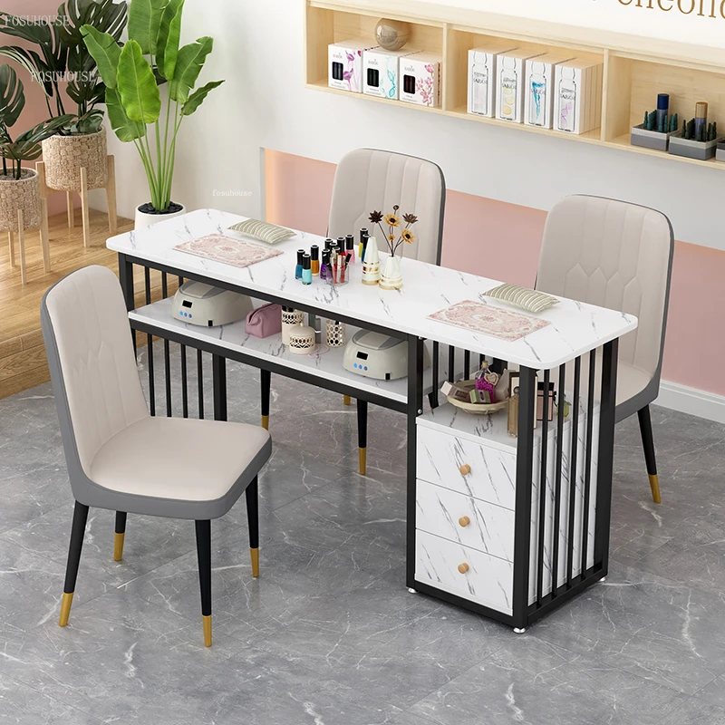 Маникюрные столы в скандинавском минимализме, Европейские Дизайнерские столы для маникюра, Салонная мебель, Легкие Роскошные Профессиональные Маникюрные столы 3
