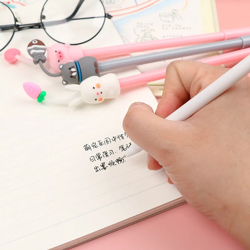 1 шт. гелевая ручка Kawaii 0,38 мм с черными чернилами, мультяшная гелевая ручка Cute Pet Paradise, маленькая свежая офисная канцелярская ручка для подписи 4