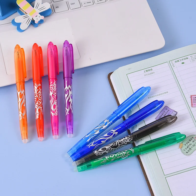Чернильные ручки Цветные Стираемые Гелевые 0,5 мм Черные Заправки 8 Цветов Набор ручек для рисования Kawaii Набор ручек для школьников и студентов 2