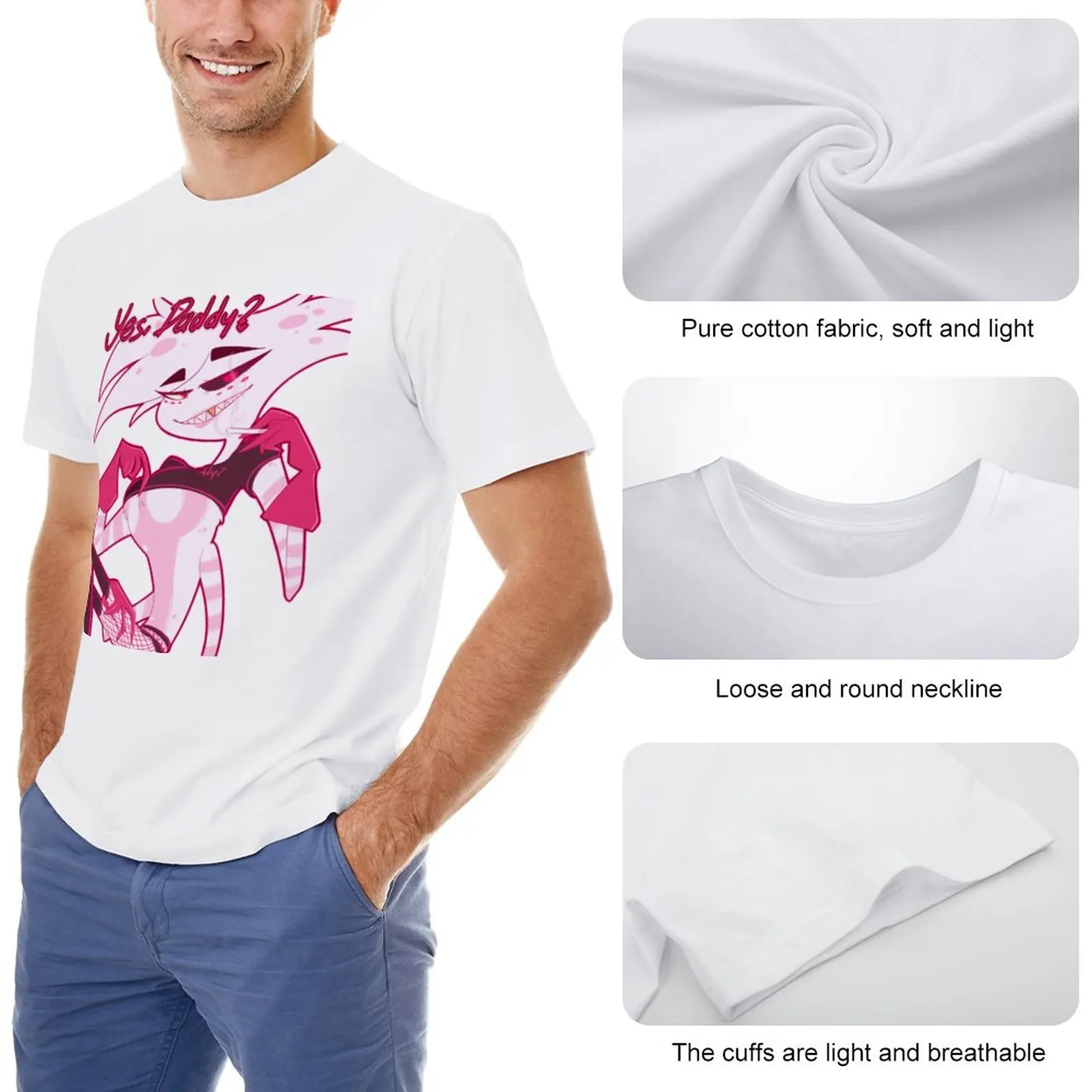 Angel Dust - Да, папочка? Футболка с коротким рукавом, футболка нового выпуска, одежда с аниме, тренировочные рубашки для мужчин 1
