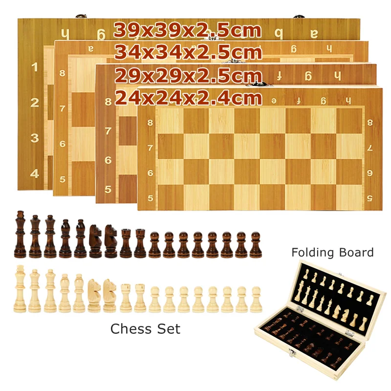 Складной Деревянный Магнитный Международный Шахматный набор Внутри Для хранения Портативная Настольная игра для путешествий Развлечения Семейная Шахматная доска 5