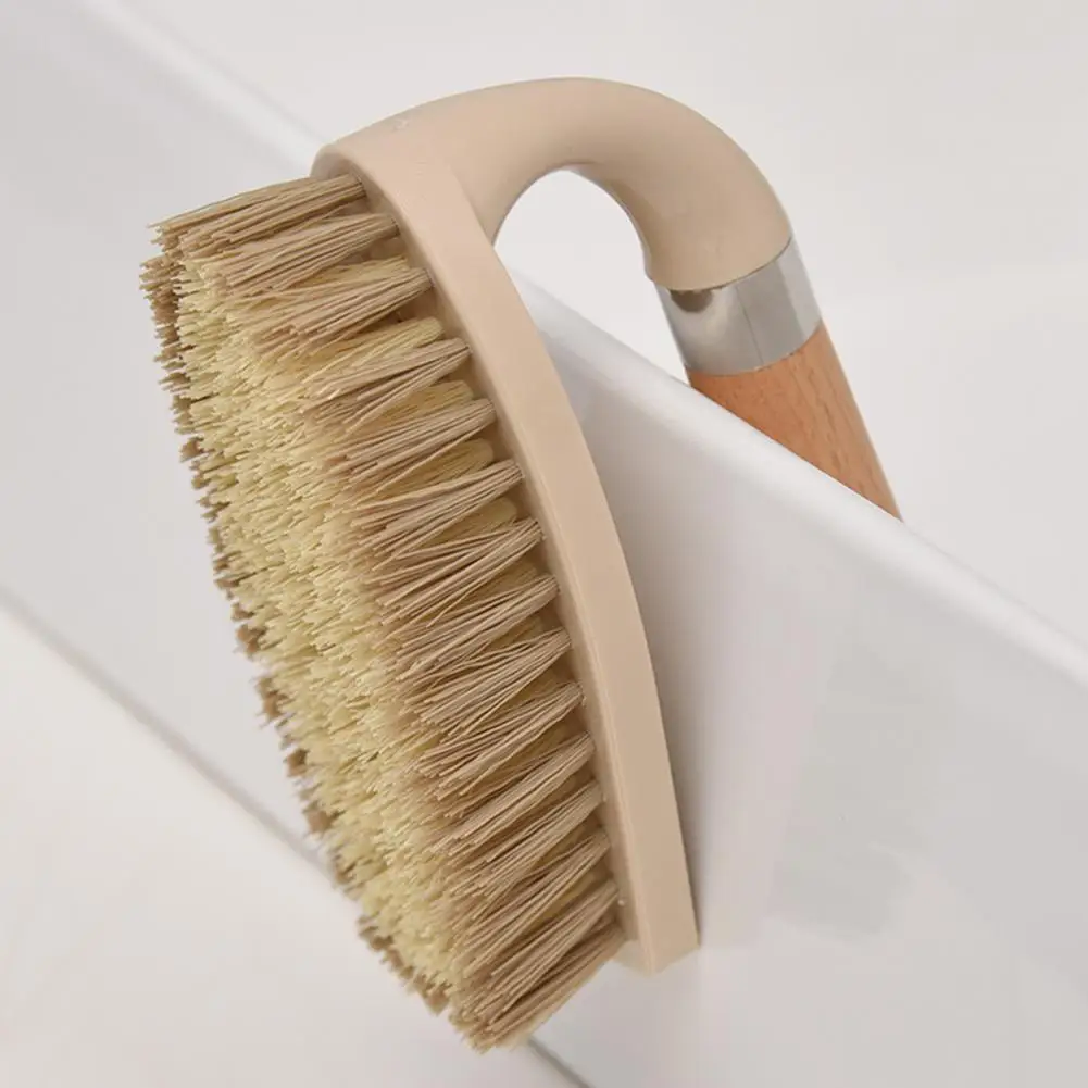 Щетка для чистки, многофункциональная, с прочной деревянной ручкой и жесткой щетиной, прочная щетка для мытья белья в ванной 4