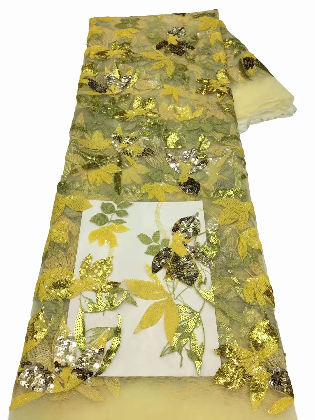 Нежный и ажурный многоцветный блесток + простая вышивка, вышитый лист, элегантное кружево, ткань для одежды cheongsam для подиума 0