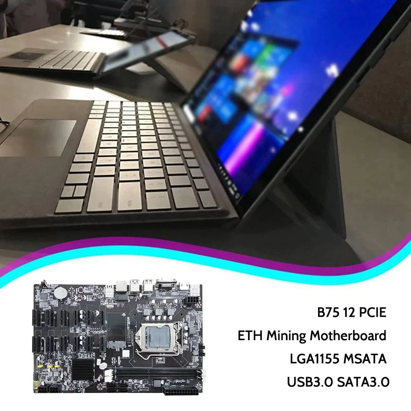 НОВИНКА-Материнская плата B75 12 PCIE для майнинга ETH + I3 2100 CPU LGA1155 MSATA USB3.0 SATA3.0 Поддержка оперативной памяти DDR3 Материнская плата B75 BTC Miner 3