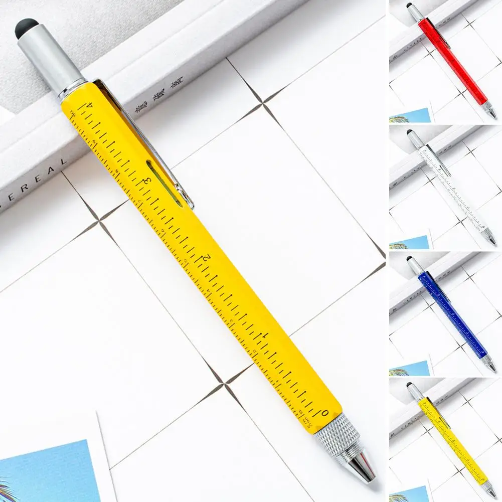 Мультитул Ручка 6 В 1 Портативный металлический Износостойкий технический инструмент Ручка Масштабируемая Емкостная ручка Металлическая Шариковая ручка для офиса 1