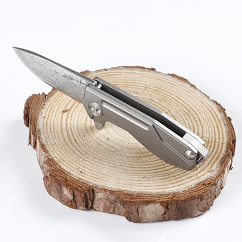 Тактический походный нож Dropship Складной нож для выживания из дамасской стали D2 58-60HRC Складной нож высокой твердости из титана 1