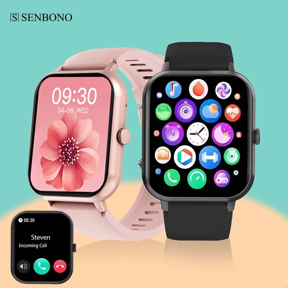 SENBONO 2023 Мужские умные часы для женщин Bluetooth Call 100 + Спортивный режим Фитнес-трекер Водонепроницаемые умные часы для мужчин для IOS Android 0