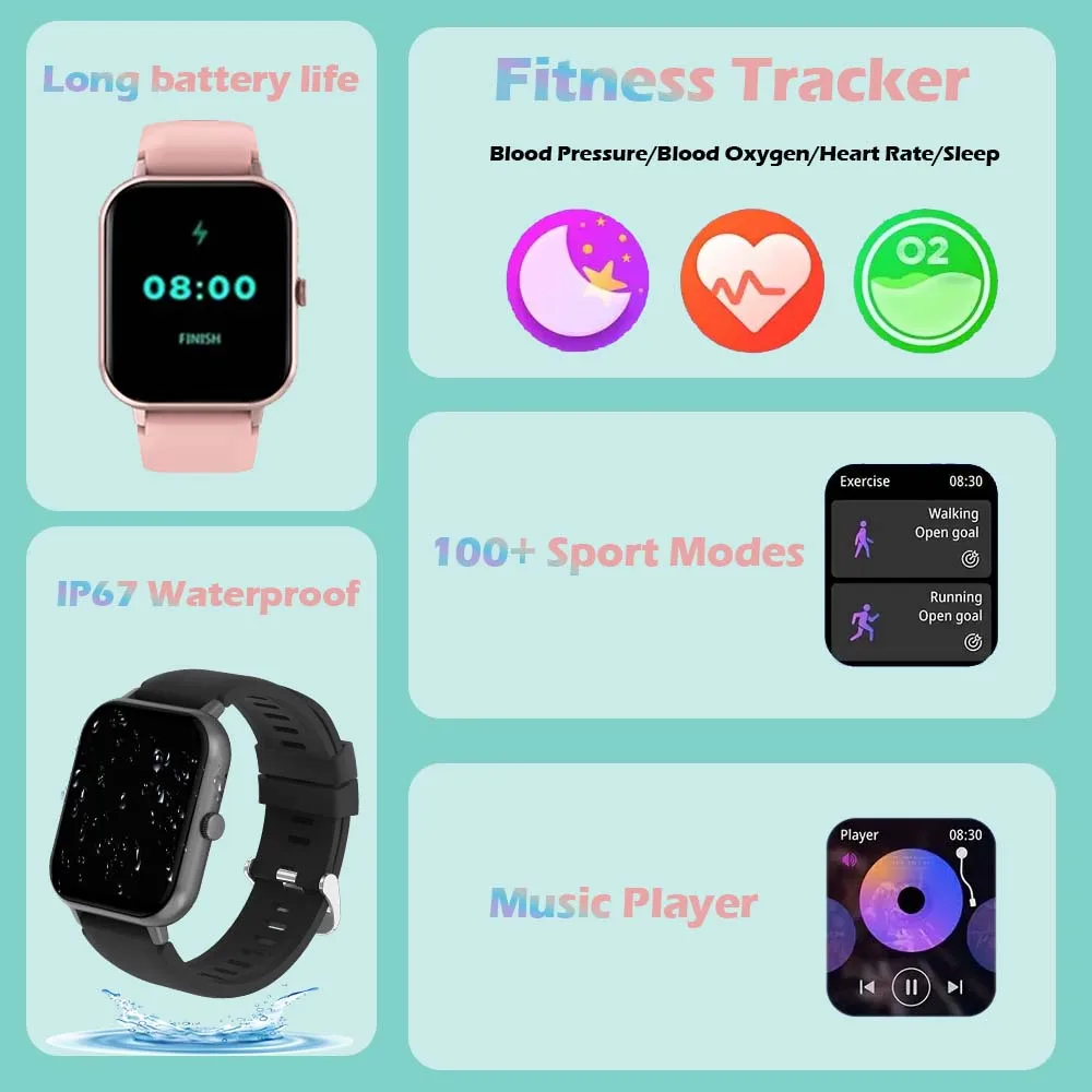 SENBONO 2023 Мужские умные часы для женщин Bluetooth Call 100 + Спортивный режим Фитнес-трекер Водонепроницаемые умные часы для мужчин для IOS Android 4