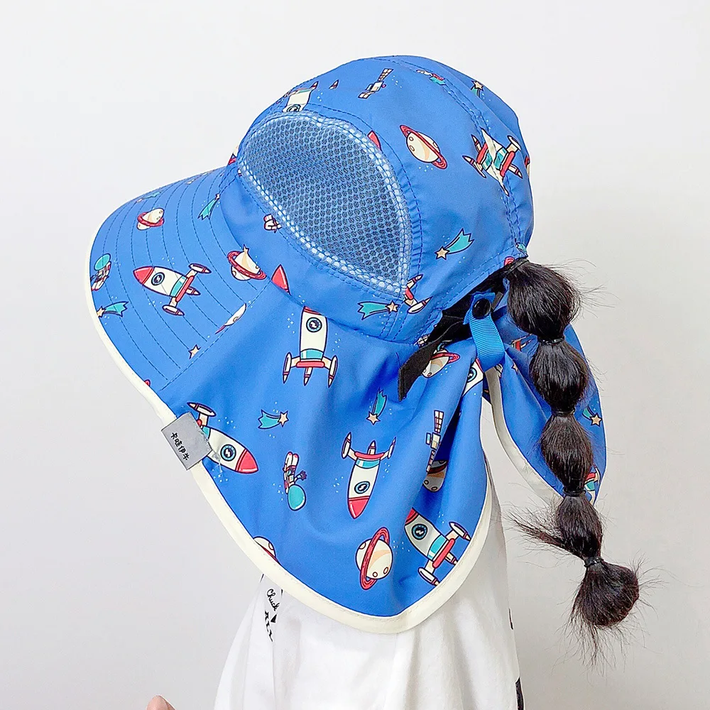 Мультяшные детские пляжные шляпы от солнца с защитой от ультрафиолета для мальчиков и девочек, хлопковая летняя панама с широкими полями, шали для детей, Рыбацкие шляпы 2