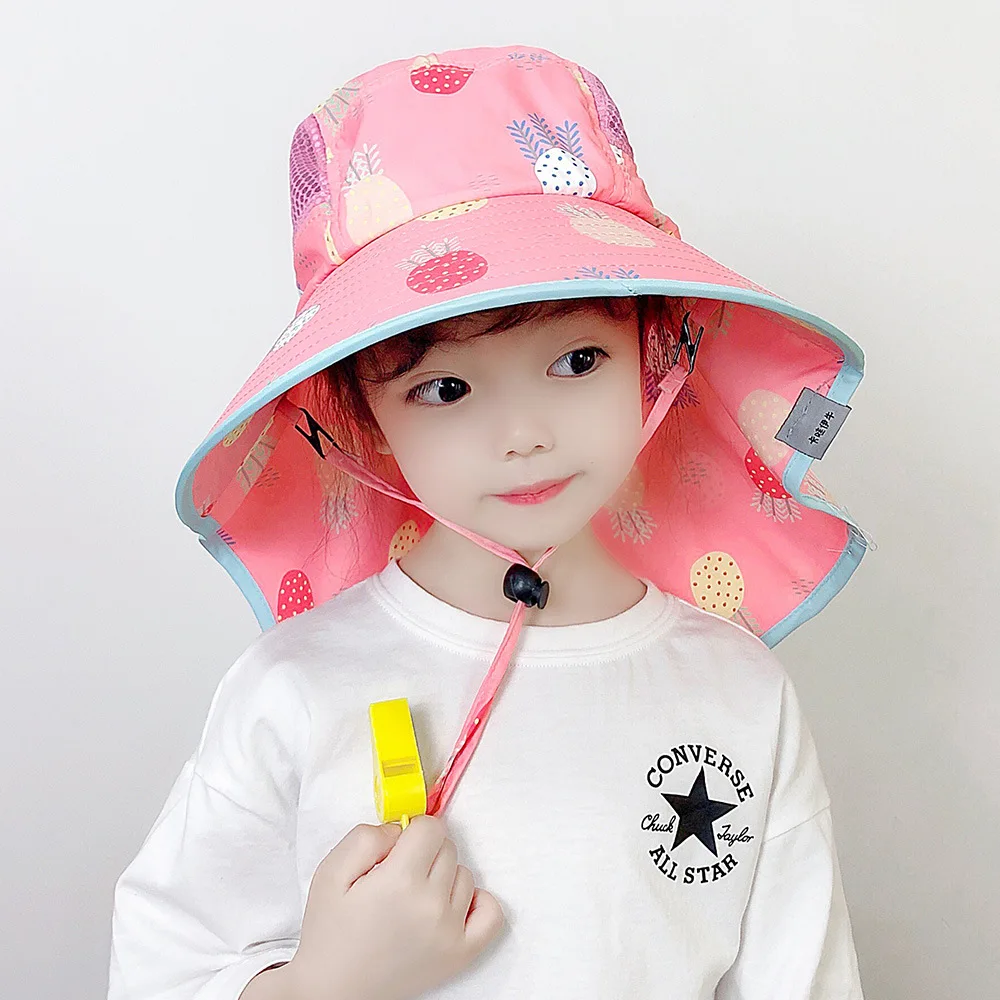 Мультяшные детские пляжные шляпы от солнца с защитой от ультрафиолета для мальчиков и девочек, хлопковая летняя панама с широкими полями, шали для детей, Рыбацкие шляпы 3