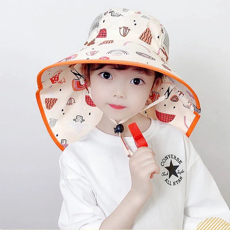 Мультяшные детские пляжные шляпы от солнца с защитой от ультрафиолета для мальчиков и девочек, хлопковая летняя панама с широкими полями, шали для детей, Рыбацкие шляпы 5