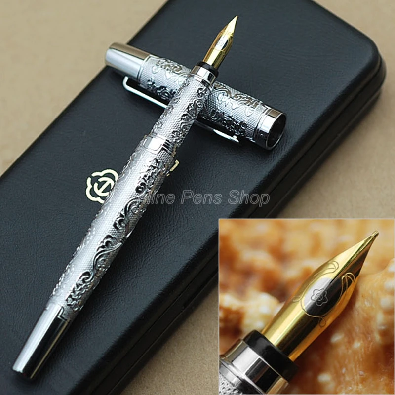 Подарочная ручка Hero для письма Металлическая серебряная авторучка с наконечником 0,5 мм YF002 0