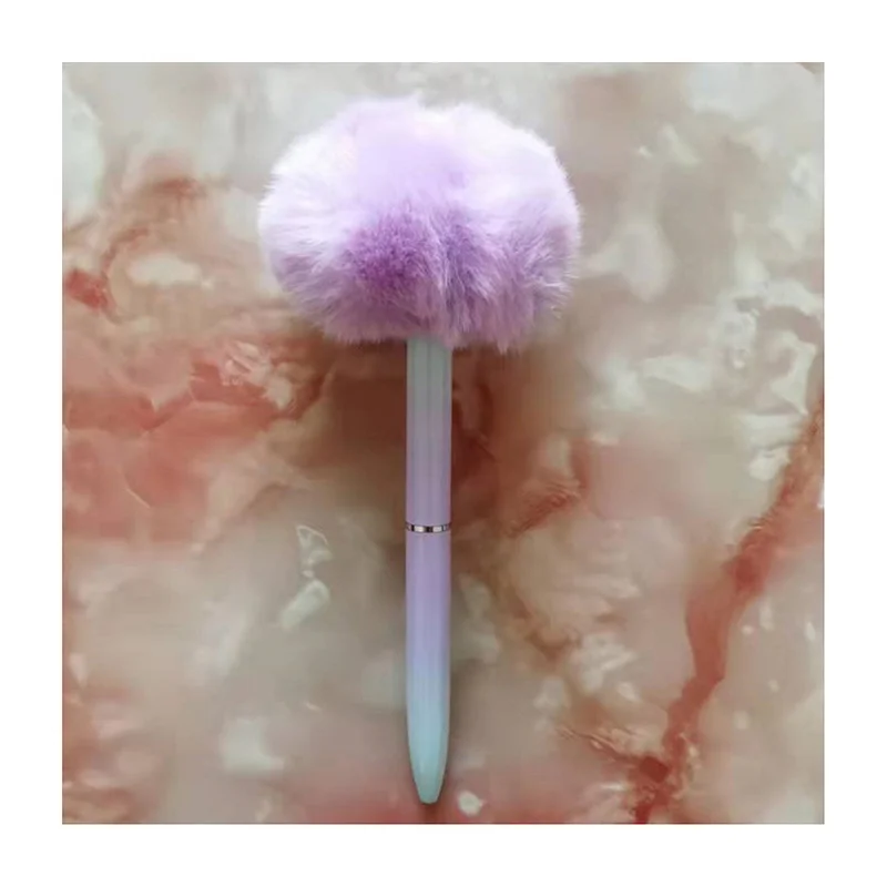 Ручка для волос, плюшевая шариковая ручка, Градиентная Цветная ручка, Ослепляющий свет, Меняющая цвет, Рекламная Подарочная металлическая шариковая ручка 5