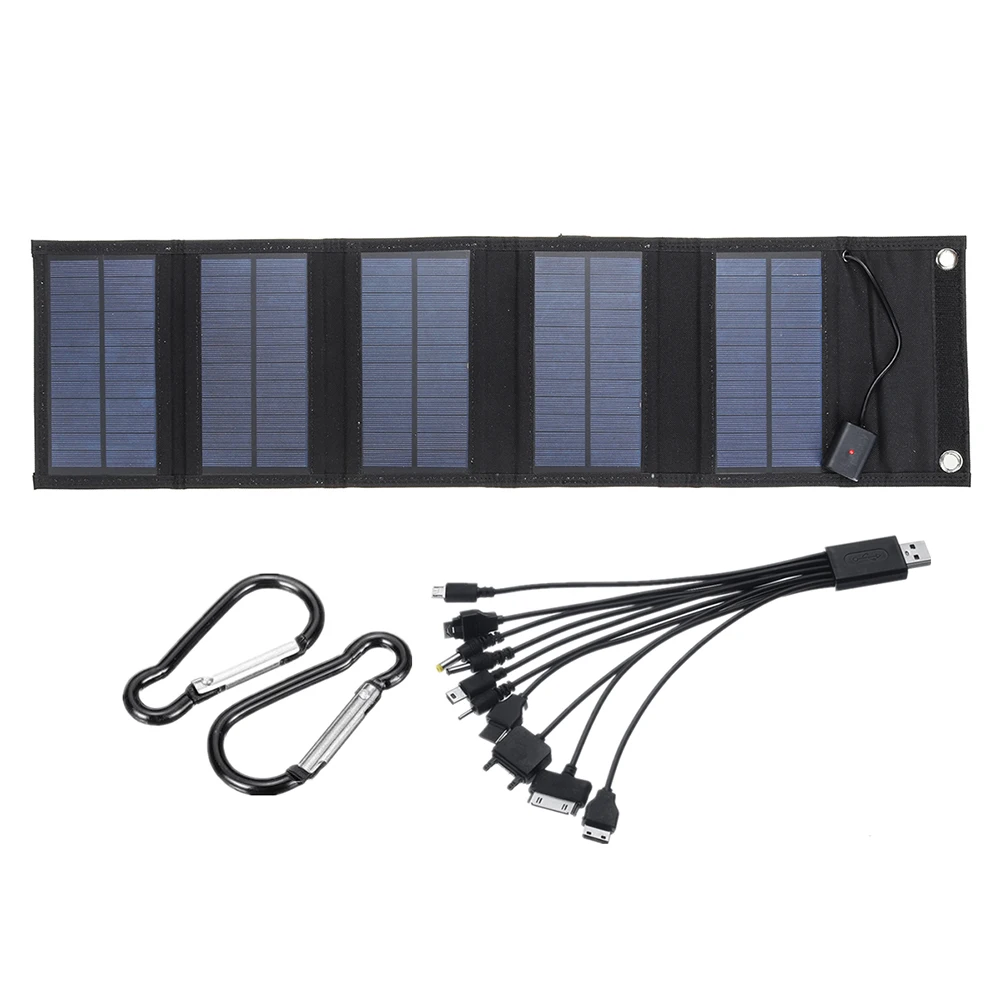 Портативная солнечная панель мощностью 15 Вт, Водонепроницаемое мини-складное USB-зарядное устройство мощностью 5 В, зарядное устройство для мобильных устройств для путешествий на открытом воздухе 0
