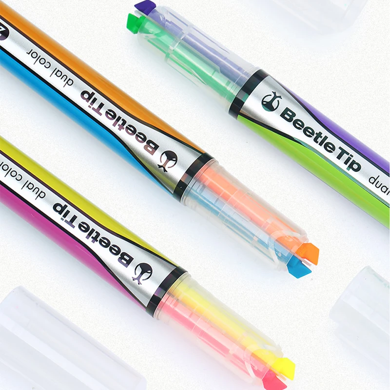 1 Флуоресцентная Фломастерная ручка KOKUYO Bicolor Beetle, Учащийся Использует Быструю Смену цвета Для Обозначения Ключевых Точек, Цветная Фломастерная ручка PM-L303 1