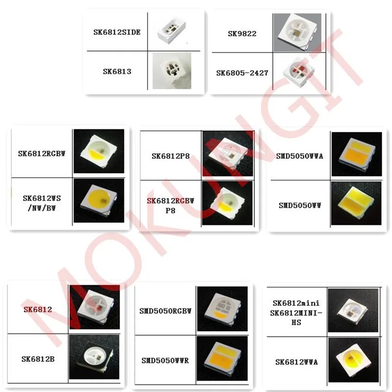 Встроенные микросхемы IC LED WS2812B SK6813 SK9822 SK6812 RGBW WWA SK6812 MINI-E SK6805 2427 SK6812 SIDE-A WS2812B MINI 3535 5050 RGBW 0