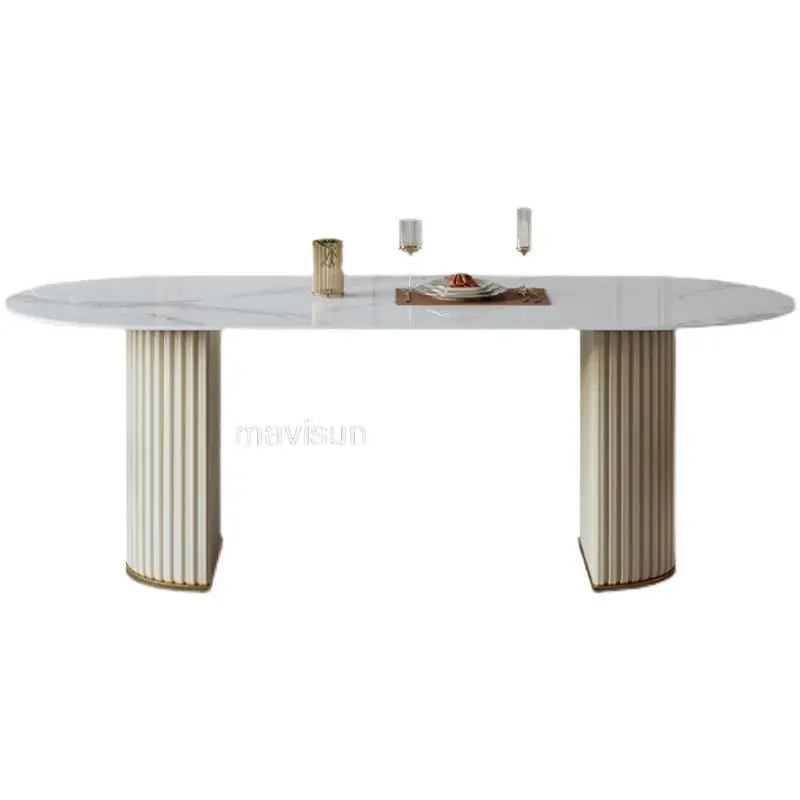 Белый Минималистичный Светлый Роскошный Обеденный стол из яркой каменной плиты, набор обеденных стульев в постмодернистском стиле, Бытовая Небольшая Гостиная, Кухня 5