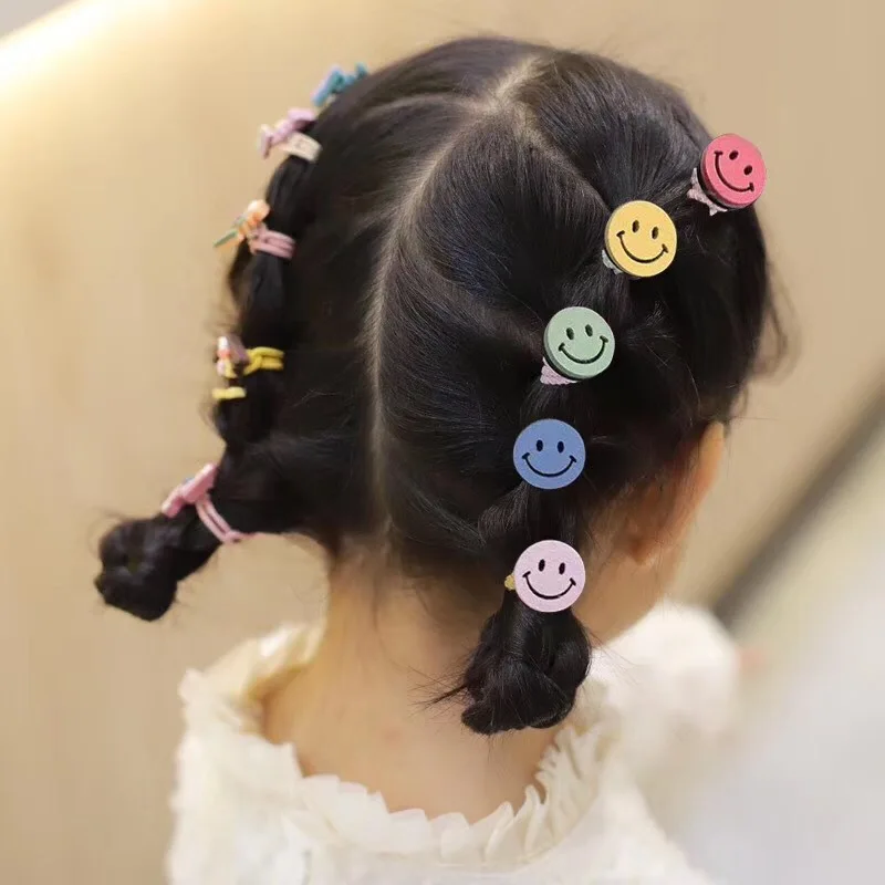 Милая детская повязка на голову со смайликом, Корейская версия детского цветочного ободка Sweet Elastic Hair Rope, детский головной убор, повязка на голову 1