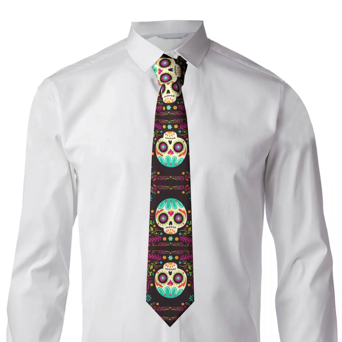 Галстук с черепом Dia De Muertos для мужчин и женщин, галстук-бабочка, аксессуары для одежды 3