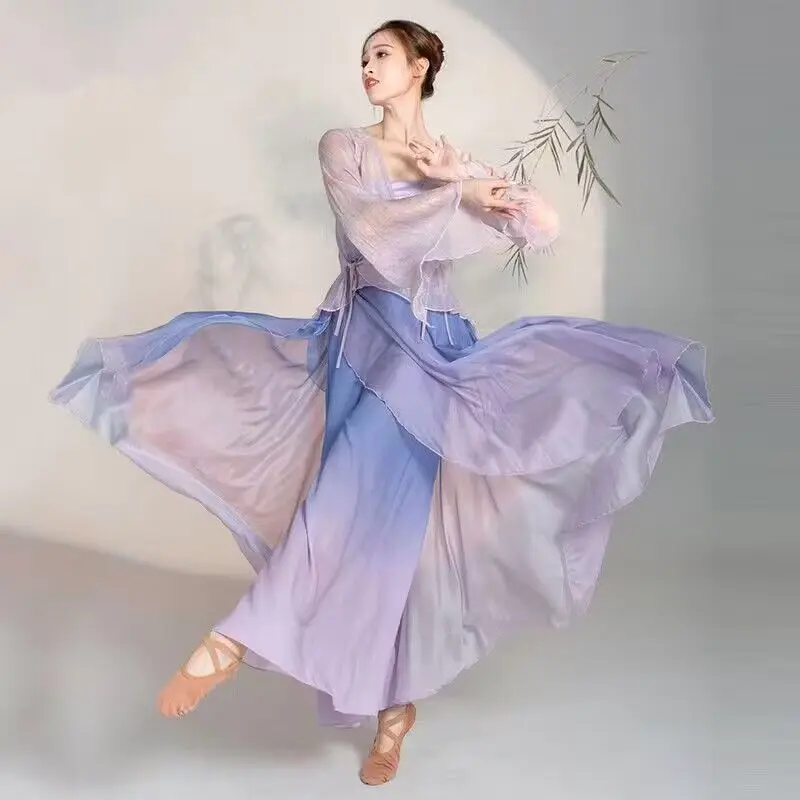 2023 Костюмы для выступлений классических танцоров элегантный кардиган тренировочная одежда body rhyme длинный внешний народный танец в китайском стиле 1