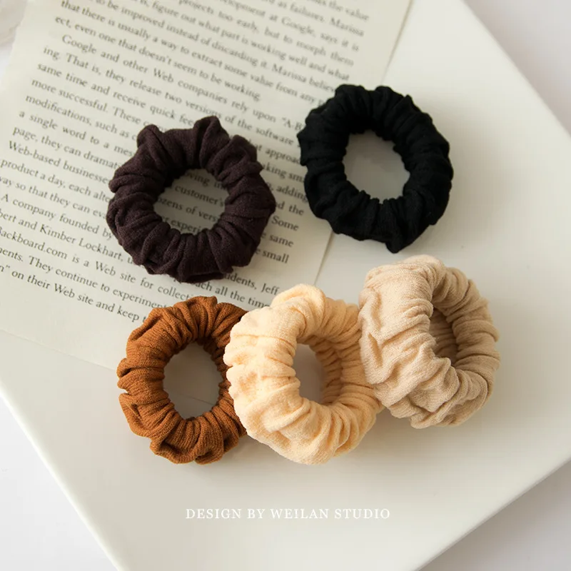 Японское плотное кофейного цвета плиссированное кольцо для полотенец ~ ins wind простое и универсальное кольцо для волос, высокая эластичность, толстые аксессуары для волос 1