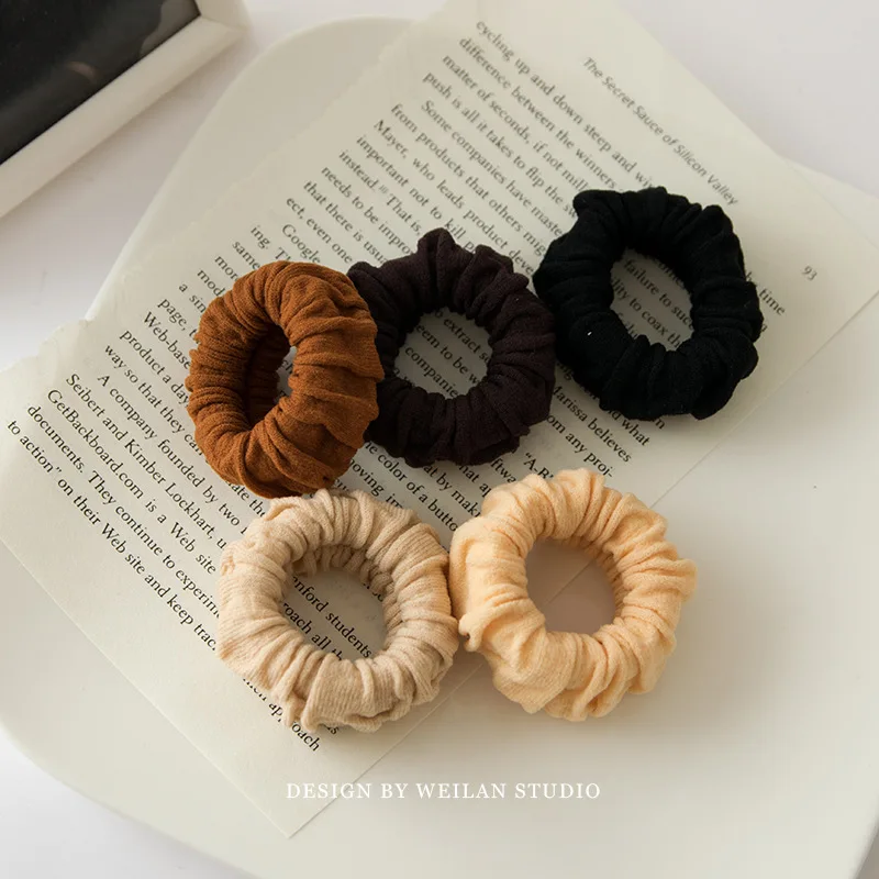 Японское плотное кофейного цвета плиссированное кольцо для полотенец ~ ins wind простое и универсальное кольцо для волос, высокая эластичность, толстые аксессуары для волос 3