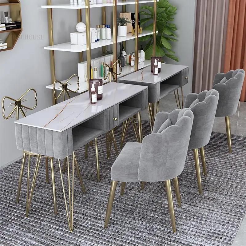 Маникюрные столы Nordic Slate, салонная мебель, Легкие роскошные одноместные и двухместные маникюрные столы и стулья, профессиональный маникюрный стол 1