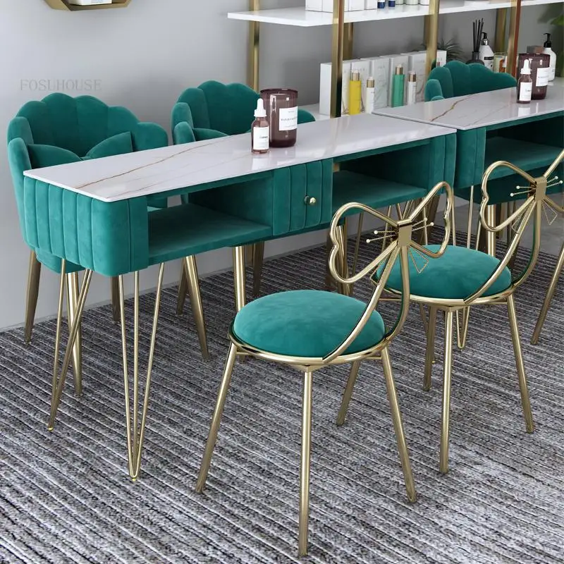 Маникюрные столы Nordic Slate, салонная мебель, Легкие роскошные одноместные и двухместные маникюрные столы и стулья, профессиональный маникюрный стол 2