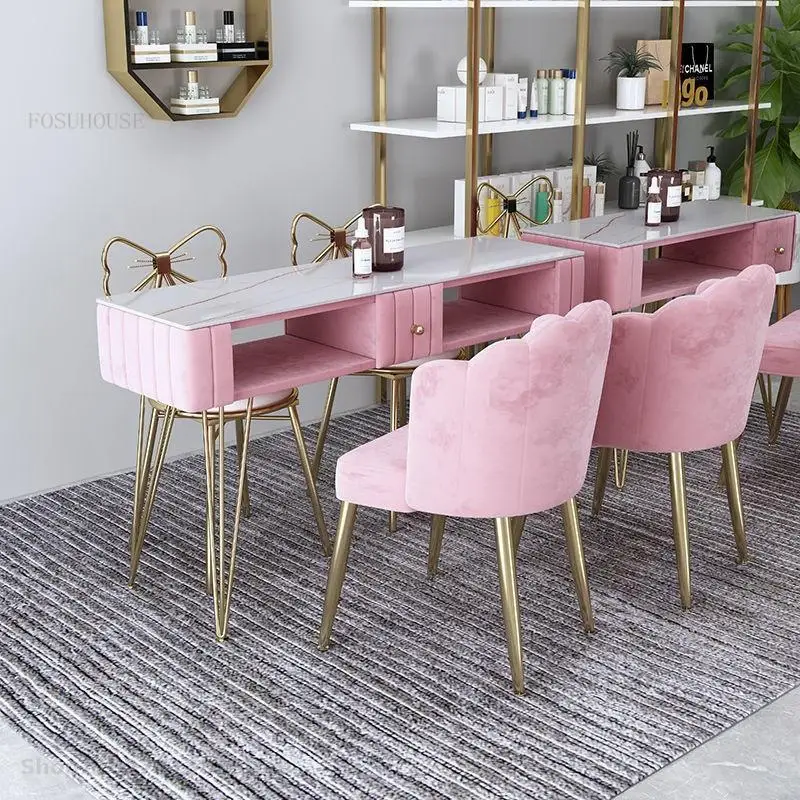 Маникюрные столы Nordic Slate, салонная мебель, Легкие роскошные одноместные и двухместные маникюрные столы и стулья, профессиональный маникюрный стол 3
