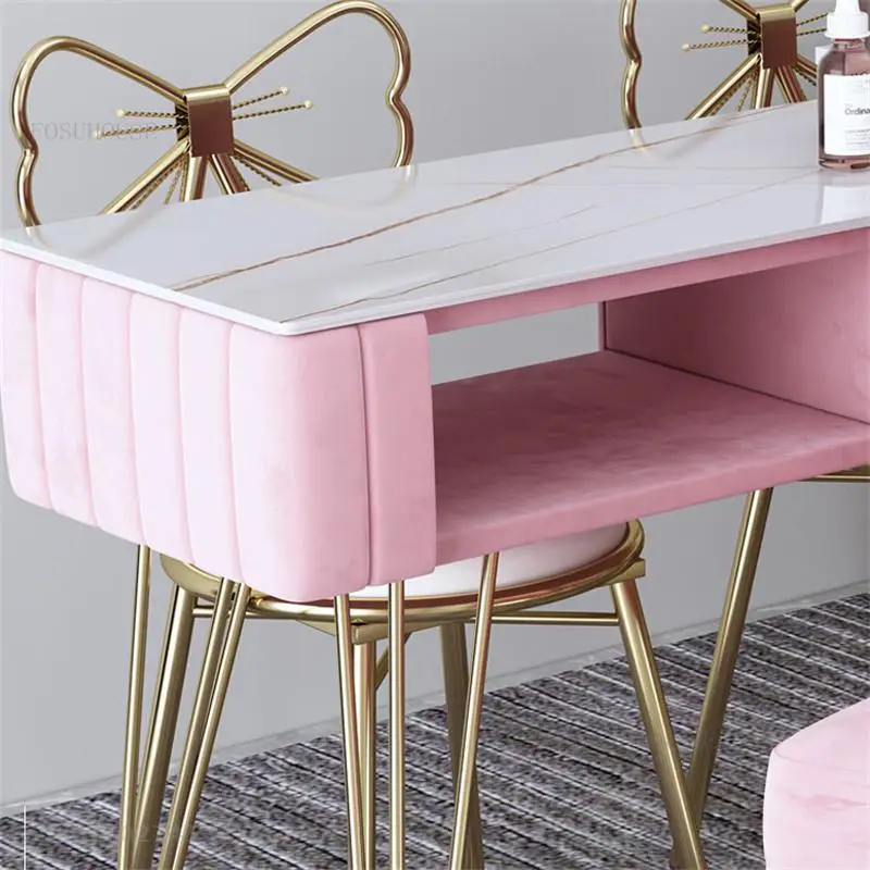 Маникюрные столы Nordic Slate, салонная мебель, Легкие роскошные одноместные и двухместные маникюрные столы и стулья, профессиональный маникюрный стол 4