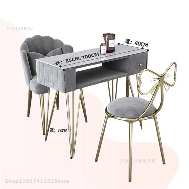 Маникюрные столы Nordic Slate, салонная мебель, Легкие роскошные одноместные и двухместные маникюрные столы и стулья, профессиональный маникюрный стол 5