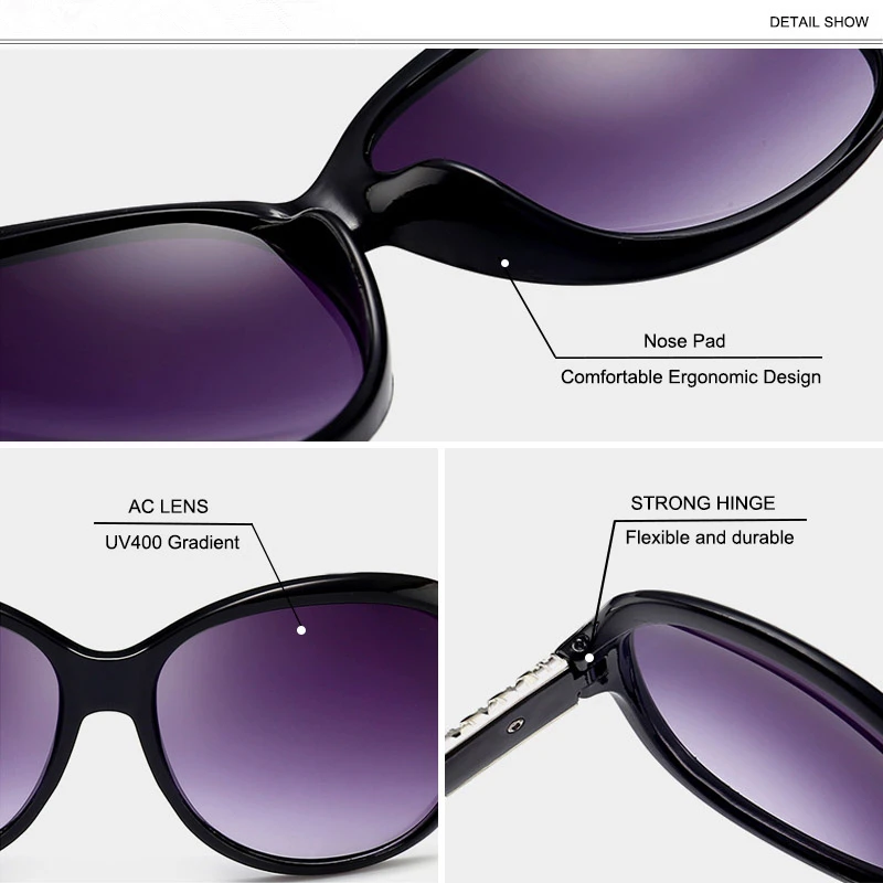 Круглые солнцезащитные очки Женские 2023, Черные солнцезащитные очки большого размера, ретро-Винтажные Солнцезащитные очки с большими оттенками для женщин, Zonnebril Dames 4