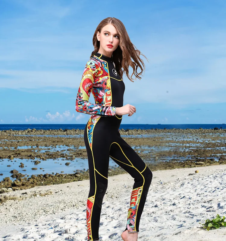 Женский гидрокостюм из неопрена Hisea 3 мм SCR, высокая эластичность, цветная строчка, снаряжение для серфинга, одежда для дайвинга, одежда для медуз с длинными рукавами 1