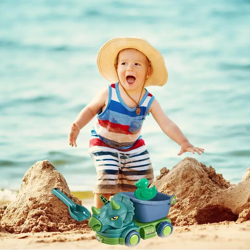 Набор игрушек для летнего приморского пляжа, детская пляжная игра, игрушечный динозавр, пляжная машина, лопата для копания песка, Игрушечный инструмент, игрушки для детской ванны 2
