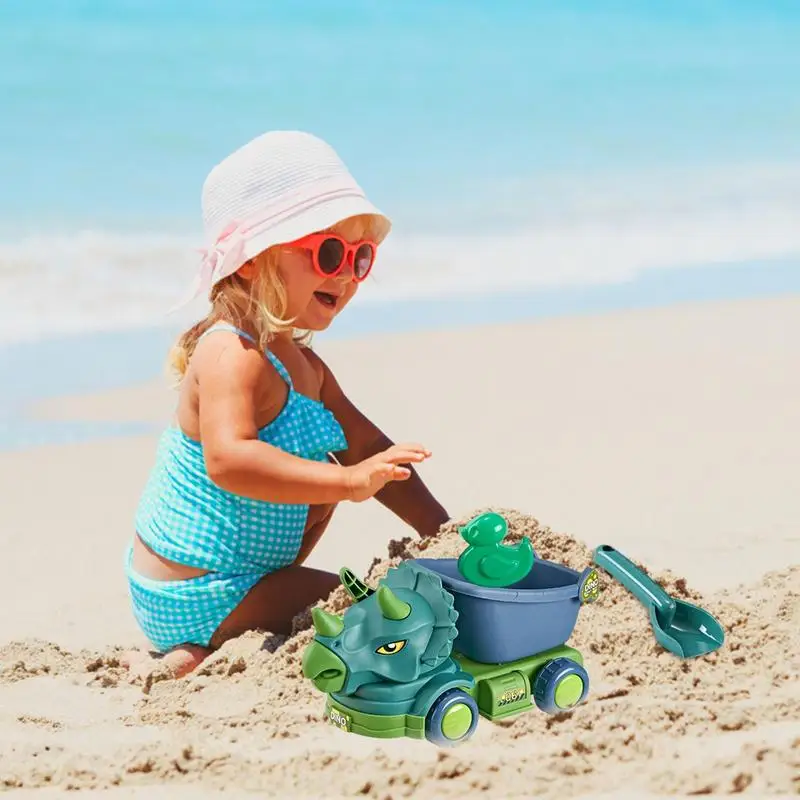 Набор игрушек для летнего приморского пляжа, детская пляжная игра, игрушечный динозавр, пляжная машина, лопата для копания песка, Игрушечный инструмент, игрушки для детской ванны 3