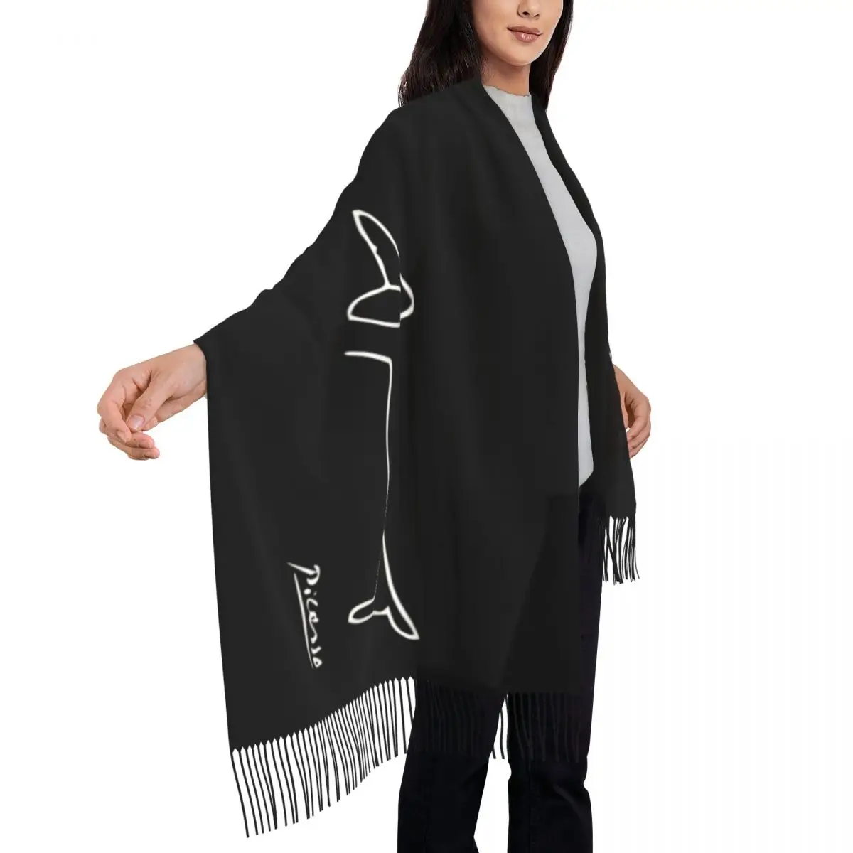 Роскошный шарф с кисточками для собак породы такса Пабло Пикассо, женская зимняя теплая шаль, женские шарфы-накидки 3