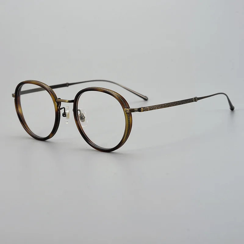 Высококачественные оптические очки ручной работы, оправа из сплава, круглые деловые очки, очки класса Люкс для близорукости по рецепту 0