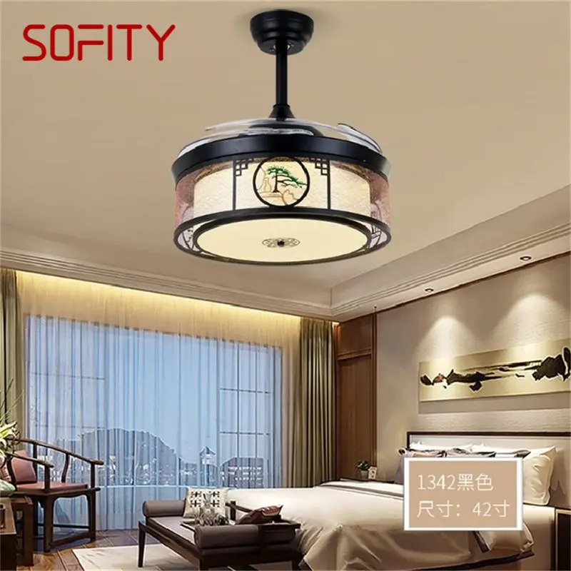 Потолочный вентилятор SOFITY Light Невидимая лампа с дистанционным управлением Современная элегантность для домашней столовой ресторана 0