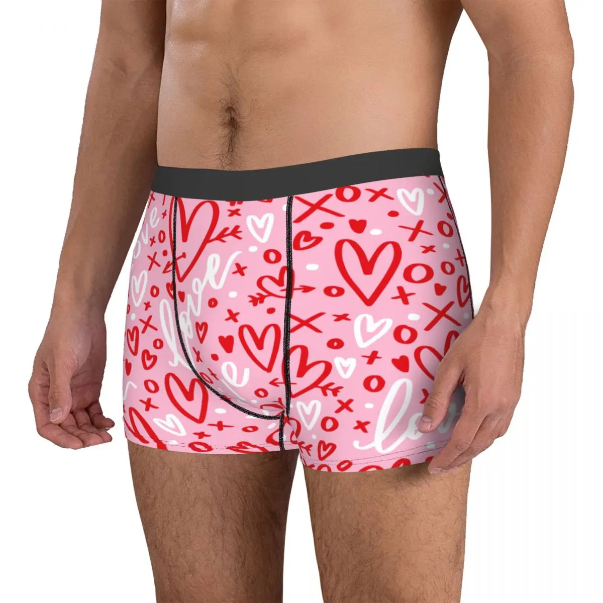Шорты-трусы Humor Boxer с розовым сердечком, мужское нижнее белье, дышащие трусы для мужчин 3