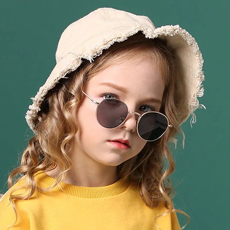 Круглые солнцезащитные очки для девочек с поляризацией от 3 до 10 лет, металлические зеркальные очки для мальчиков, Очки для путешествий на открытом воздухе с аксессуарами для очков 2