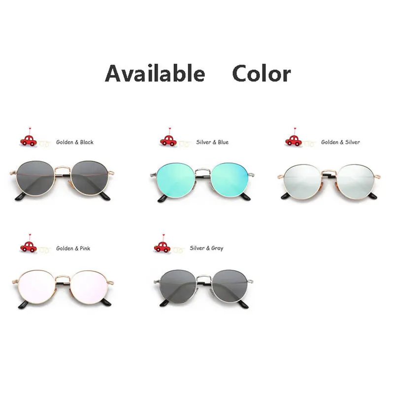 Круглые солнцезащитные очки для девочек с поляризацией от 3 до 10 лет, металлические зеркальные очки для мальчиков, Очки для путешествий на открытом воздухе с аксессуарами для очков 4