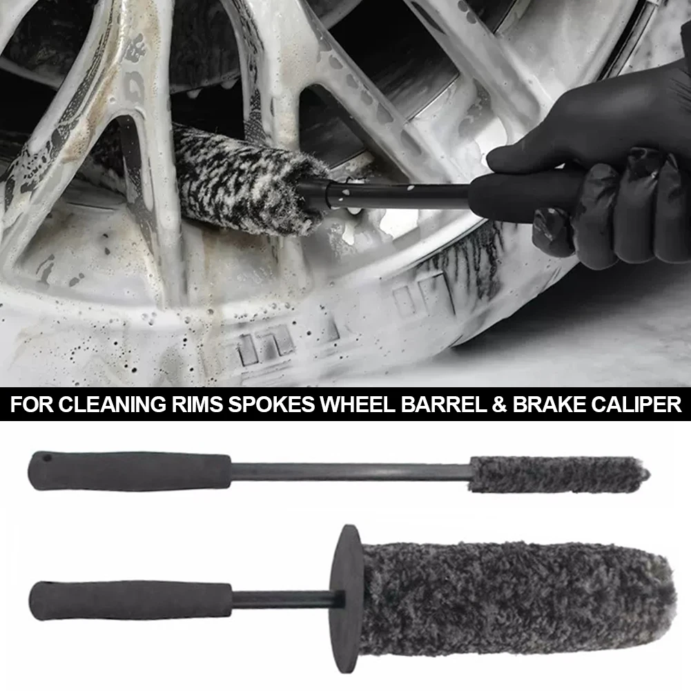 Автомобильная волокнистая щетка для колес из микрофибры Премиум-класса, Нескользящая ручка, легко моющиеся диски, спицы, бочка для колес, тормозной суппорт 0