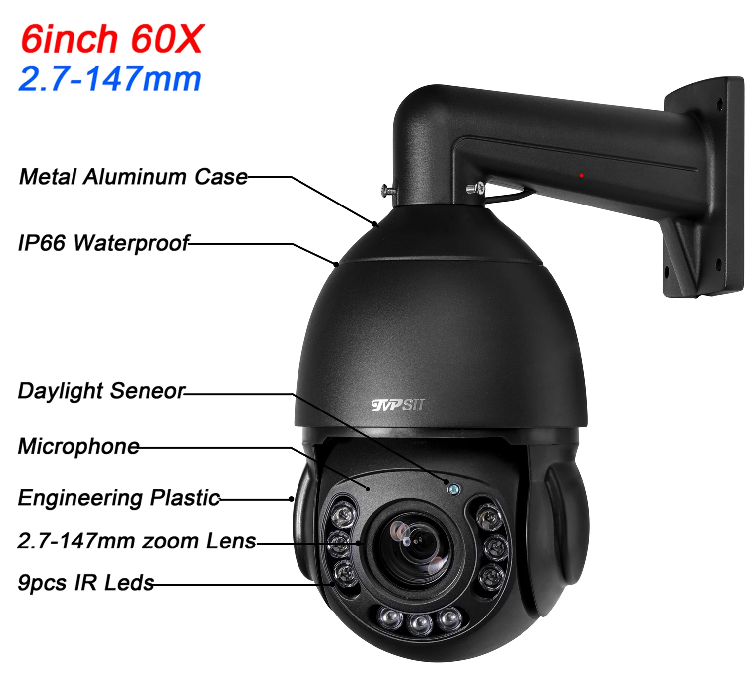 Черная 256 гб Инфракрасная Камера с Автоматическим отслеживанием 8MP 4K IMX415 30 кадров в секунду С 36-Кратным 60-Кратным Оптическим зумом в реальном времени 360 ° Аудио Наружная IP-Камера ONVIF POE PTZ 2