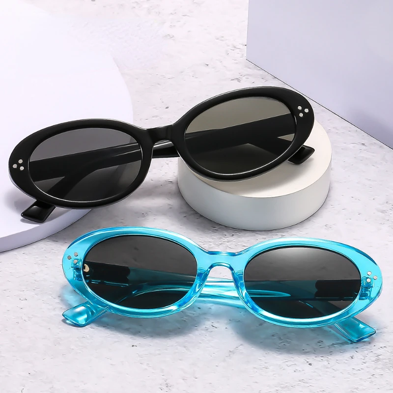 Модные овальные солнцезащитные очки ярких цветов, женские оттенки UV400, прозрачные желто-синие очки, мужские трендовые солнцезащитные очки 1