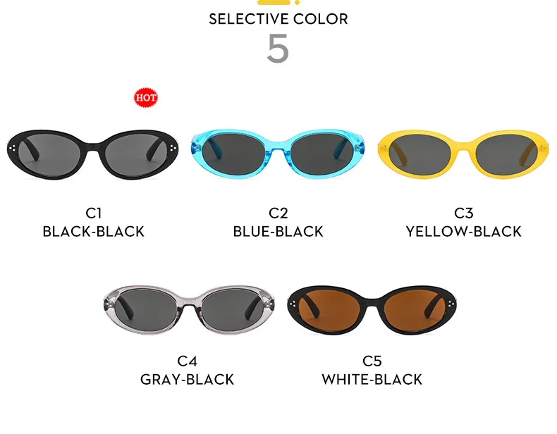 Модные овальные солнцезащитные очки ярких цветов, женские оттенки UV400, прозрачные желто-синие очки, мужские трендовые солнцезащитные очки 3